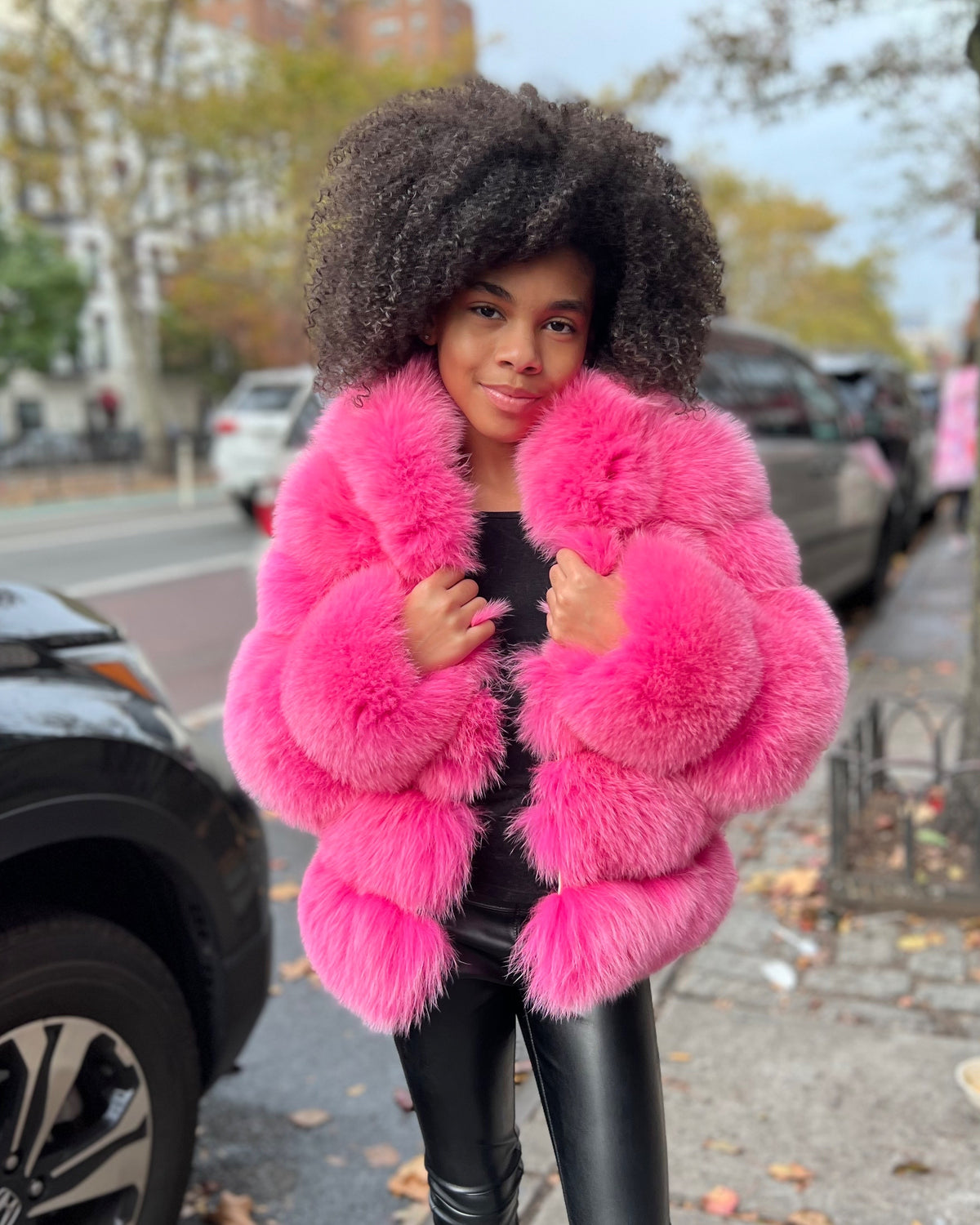 KIDS- HOT PINK FOX FUR WITH HOOD