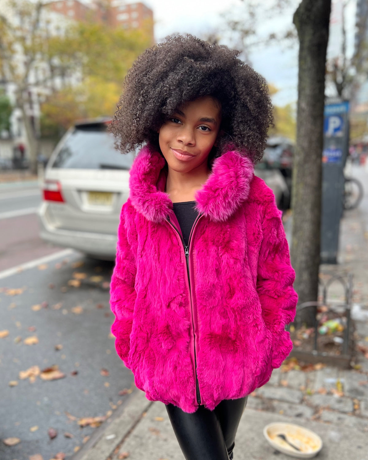 KIDS- HOT PINK FUR WITH HOOD
