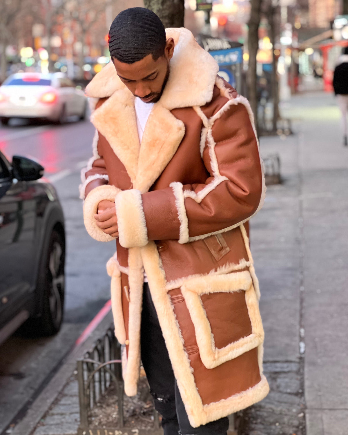 MEN SHEARLING- COGNAC 3/4 - NO HOOD