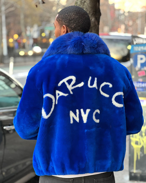 MEN FUR- ROYAL BLUE "DARUCCI NYC" SIGNATURE BOMBER