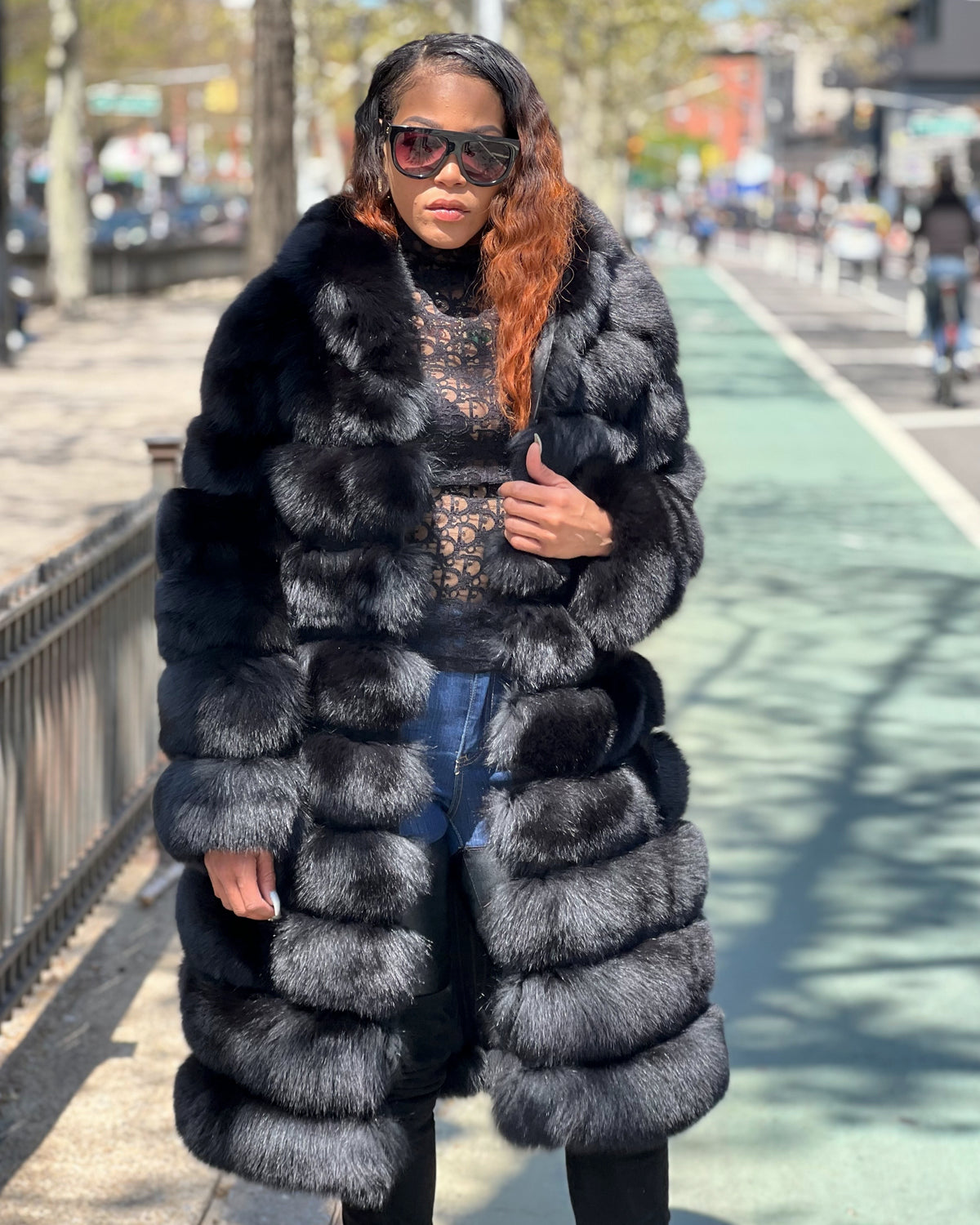 WOMEN -  3/4 BLACK FOX FUR WITH HOOD