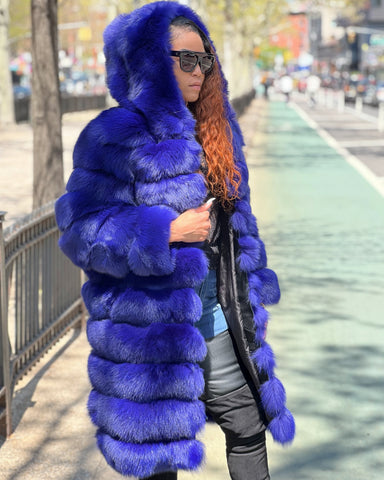 Blue Fox Fur Coat - Women's Small