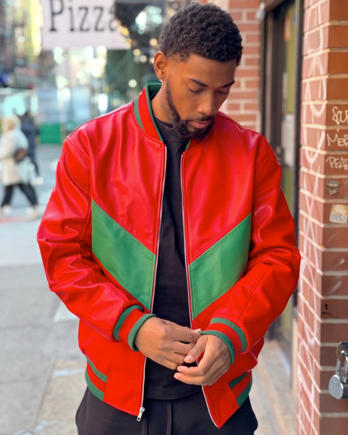 MEN -BASEBALL STYLE JACKET RED & GREEN