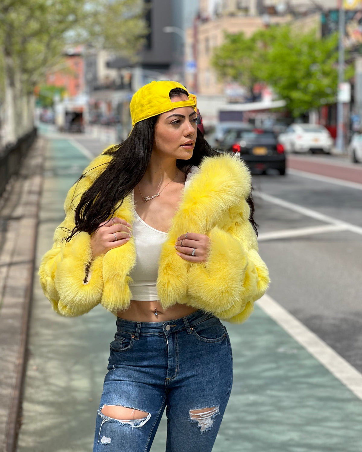 WOMEN -  YELLOW FOX BOMBER WITH HOOD