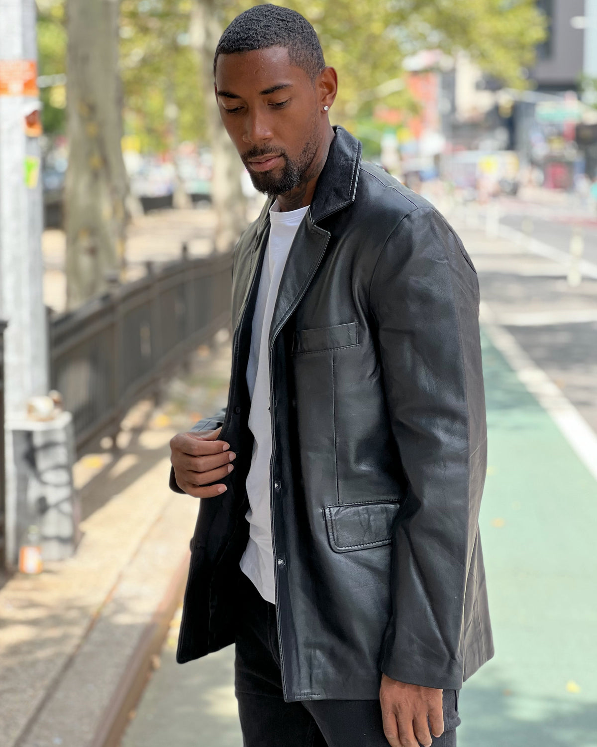 MEN LEATHER- BLAZER (BLACK)