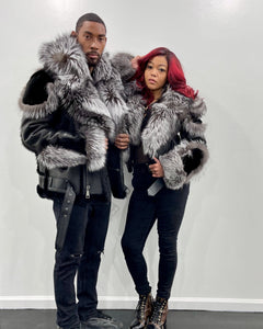 HIS & HERS- BLACK SHEARLING WITH SLIVER FOX