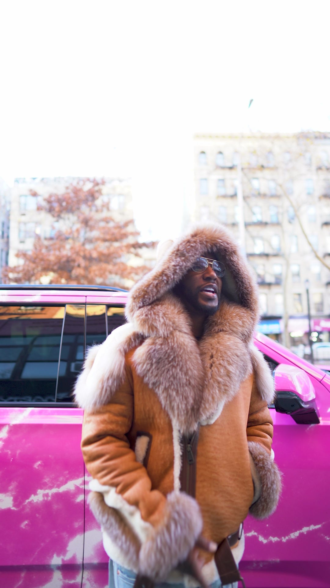 MEN SHEARLING- DISTRESSED COGNAC BIKER (CAMRON EDITION)
