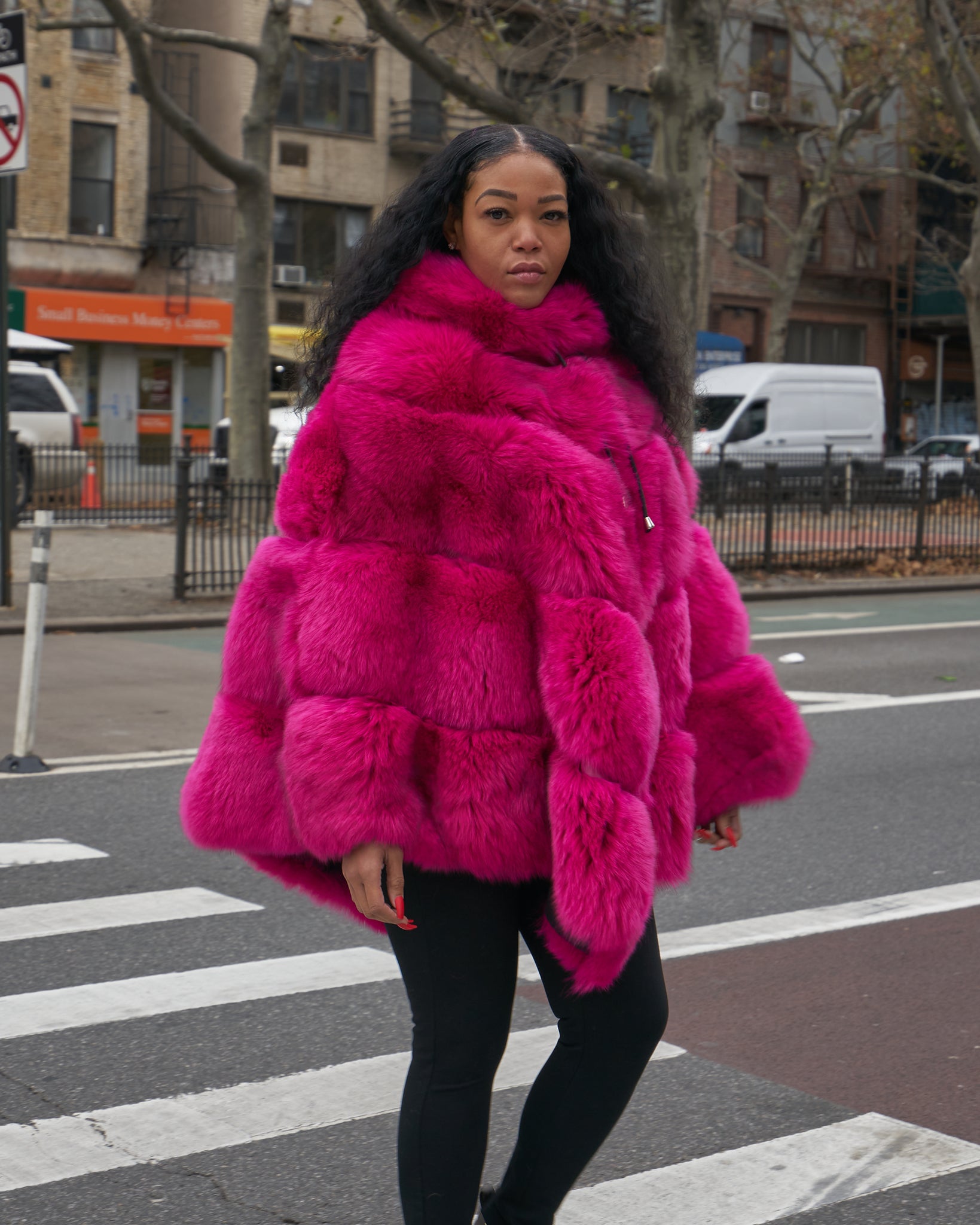 WOMEN - 3/4 HOT PINK FOX FUR WITH HOOD – DaRucci Leather